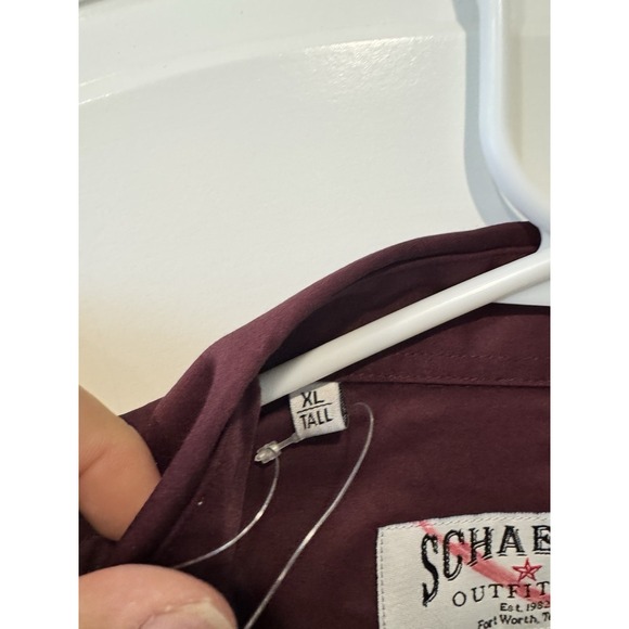 Schaefer Outfitter Western Shirt XL Tall Snap Front Burgundy Pearl Snaps - Picture 4 of 5